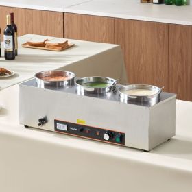 Commercial Soup Warmer Soup Station With 3*6.34Qt Pot Soup Kettle Warmer (Option: Silver)